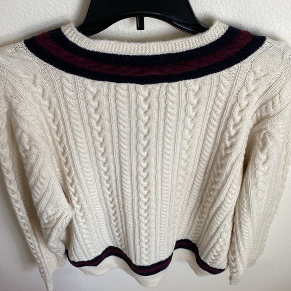 New!🍁Polo Ralph Lauren Cable Knit Alpaca Wool V-Neck Jumper Varsity Sweater XXL - Picture 12 of 15